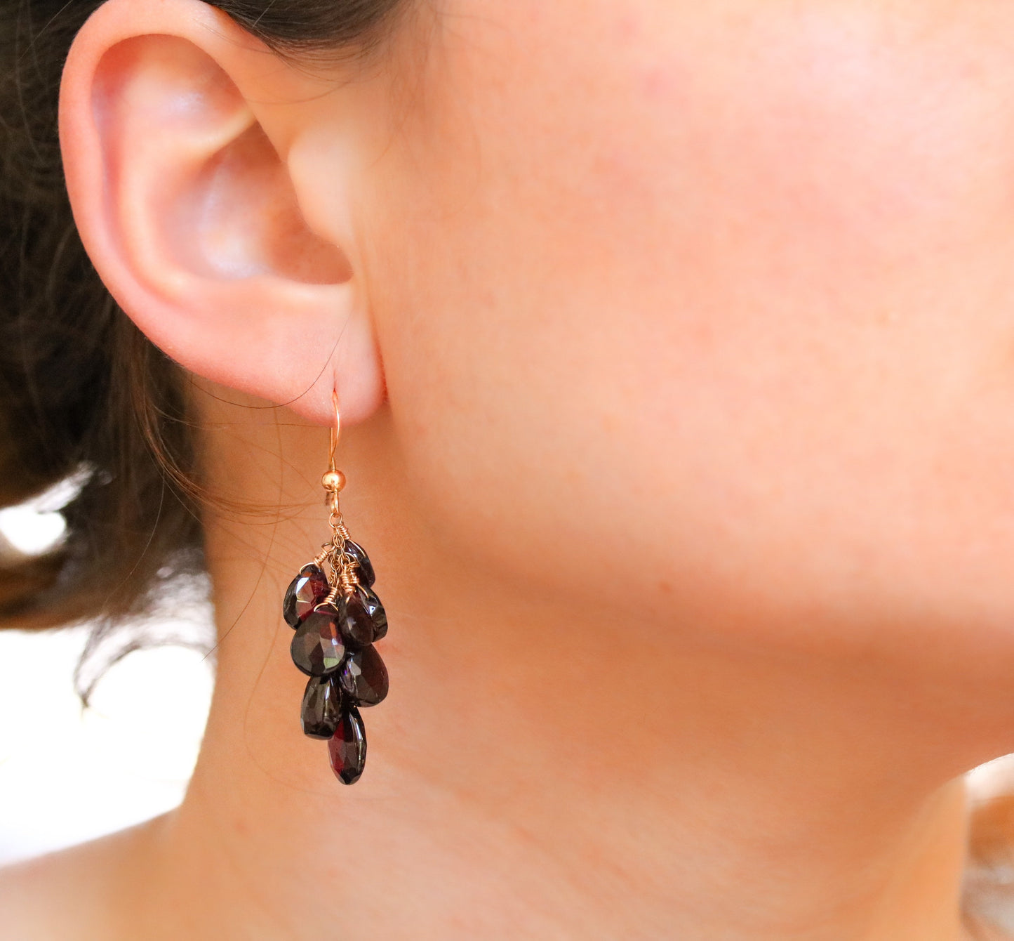 Handmade Gold Garnet Teardrop Earrings: January Birthstone Jewelry