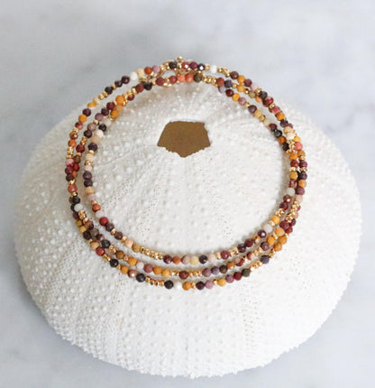 Handmade Mookaite Jasper Wrap Bracelet: Karen Hill Tribe Gold Vermeil