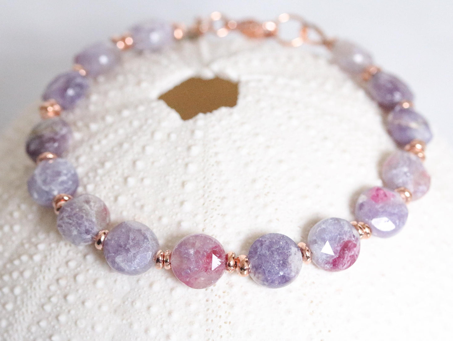 Plum Flower Tourmaline Bracelet: Karen Hill Tribe Gold Fill, Faceted Gemstone