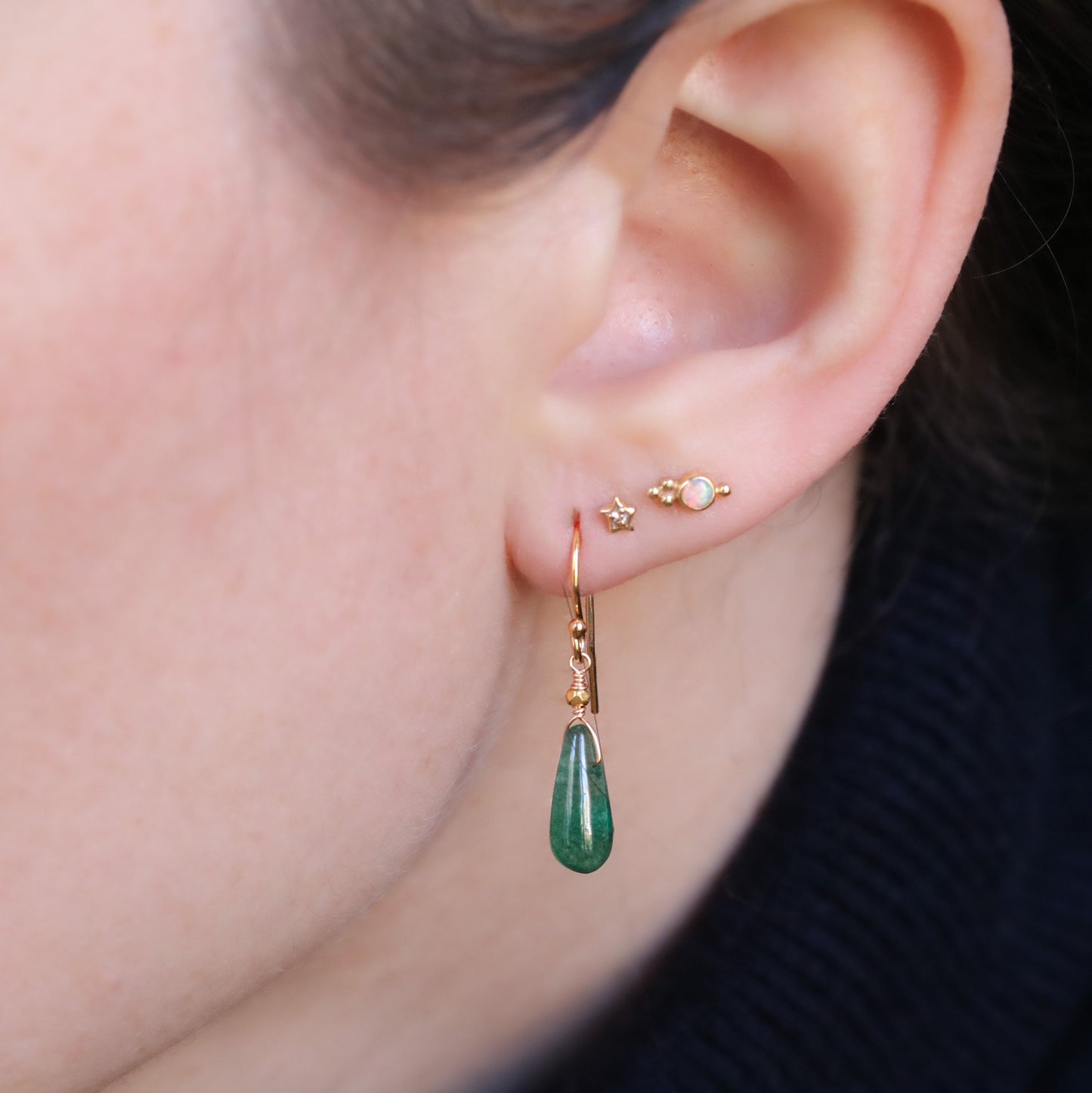 Aventurine Drop Earrings: Karen Hill Gold, Handmade in Paris