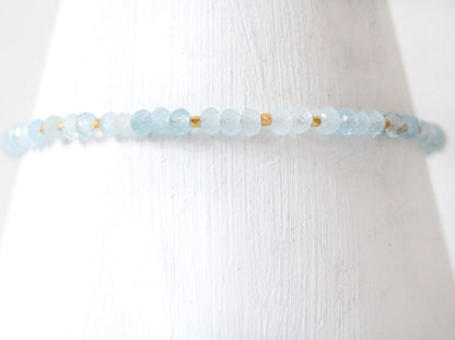 Aquamarine Bracelet: Karen Hill Tribe Gold Vermeil Nugget Beads