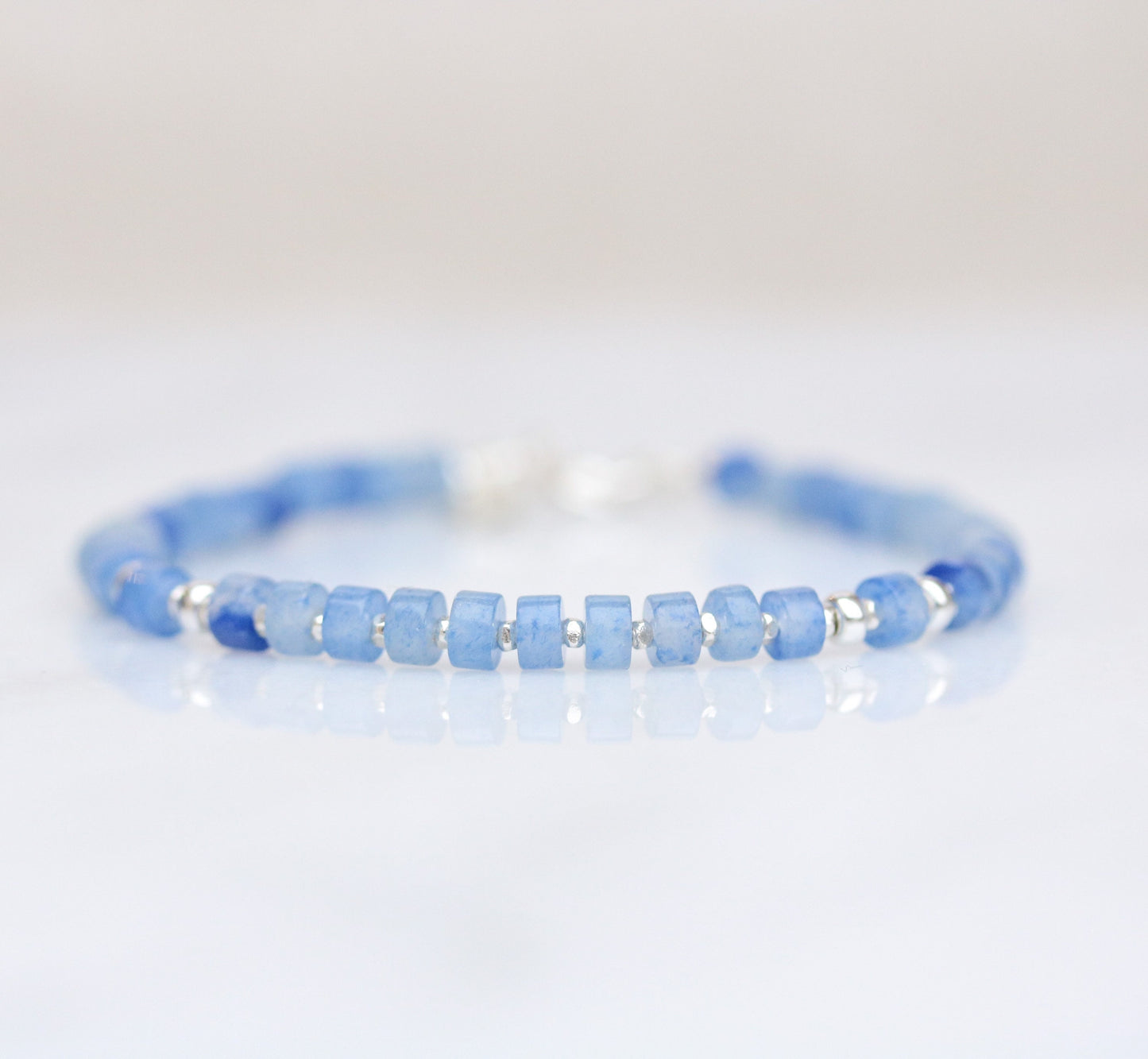 Blue Aventurine Sterling Silver Bracelet: Karen Hill Heishi Beads
