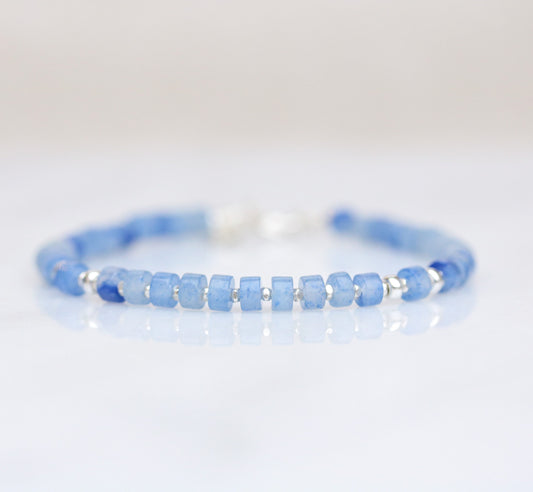 Blue Aventurine Sterling Silver Bracelet: Karen Hill Heishi Beads