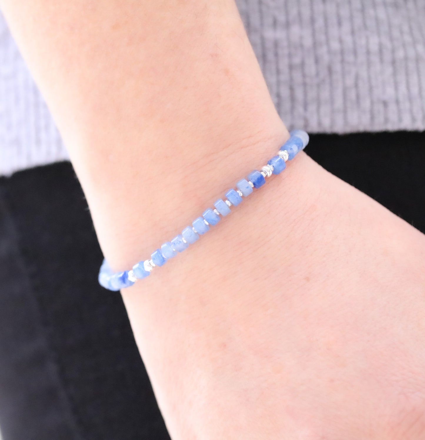 Blue Aventurine Sterling Silver Bracelet: Karen Hill Heishi Beads