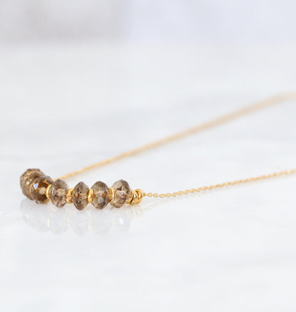 Faceted Smoky Quartz 14ct Gold Fill Necklace with Extender