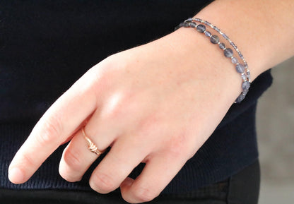 Karen Hill Tribe Silver Iolite Bracelet: Handmade Sterling Silver