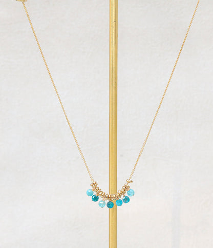 Apatite Gemstone Necklace: 14k Gold Filled Charm, Handmade in France