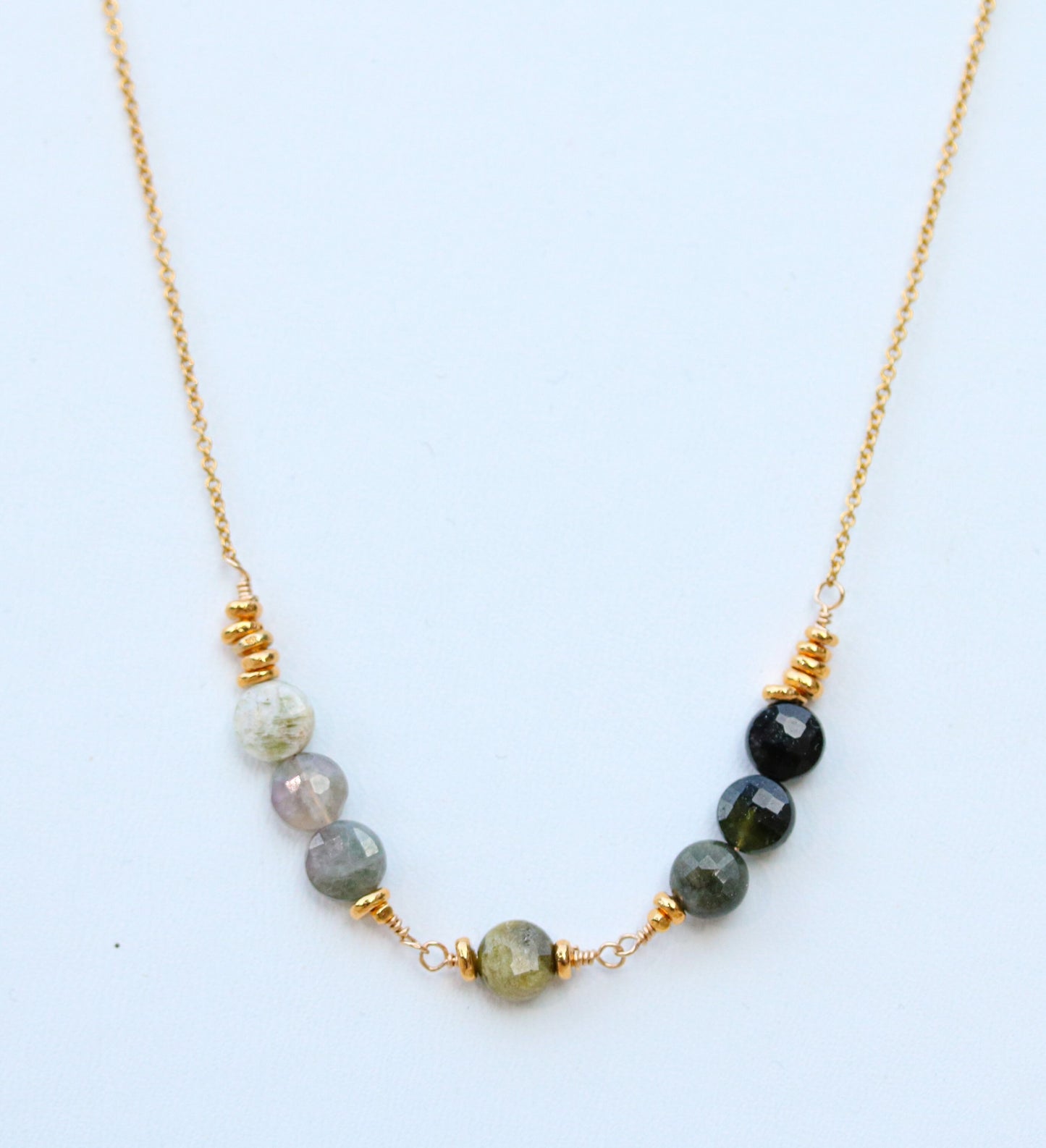 Ombré Tourmaline Necklace: Gold Karen Hill Tribe Gemstone, October Birthstone