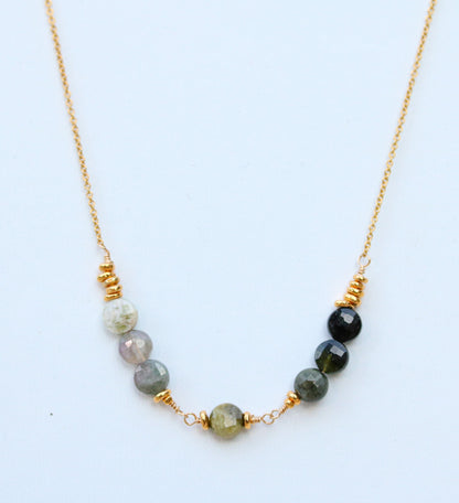 Ombré Tourmaline Necklace: Gold Karen Hill Tribe Gemstone, October Birthstone