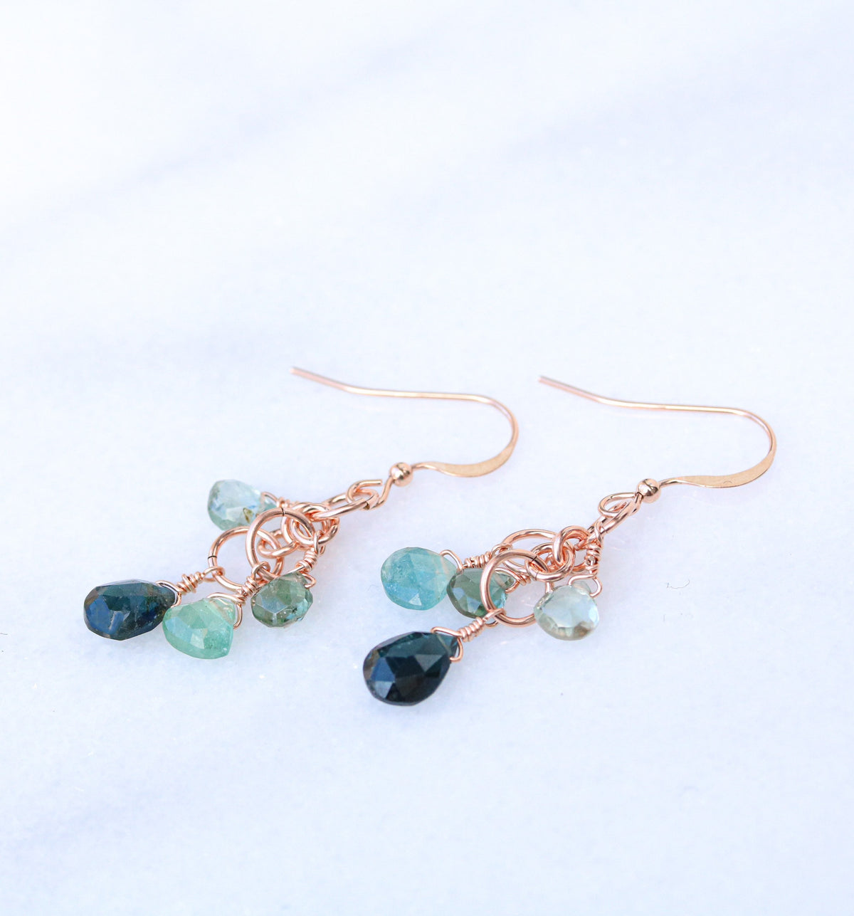 Handmade Rose Gold Filled Tourmaline Teardrop Earrings - October Birthstone