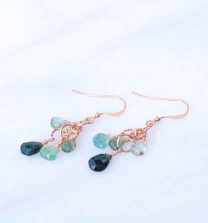 Handmade Rose Gold Filled Tourmaline Teardrop Earrings - October Birthstone