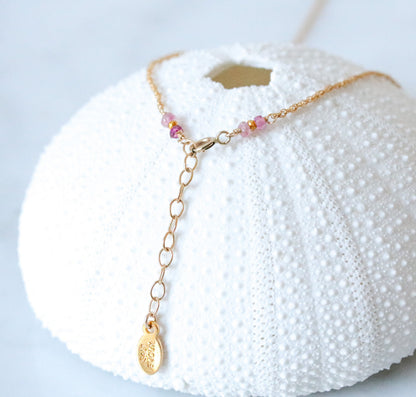 Handmade Watermelon Tourmaline Necklace: 14k Gold Filled Pink Gemstone