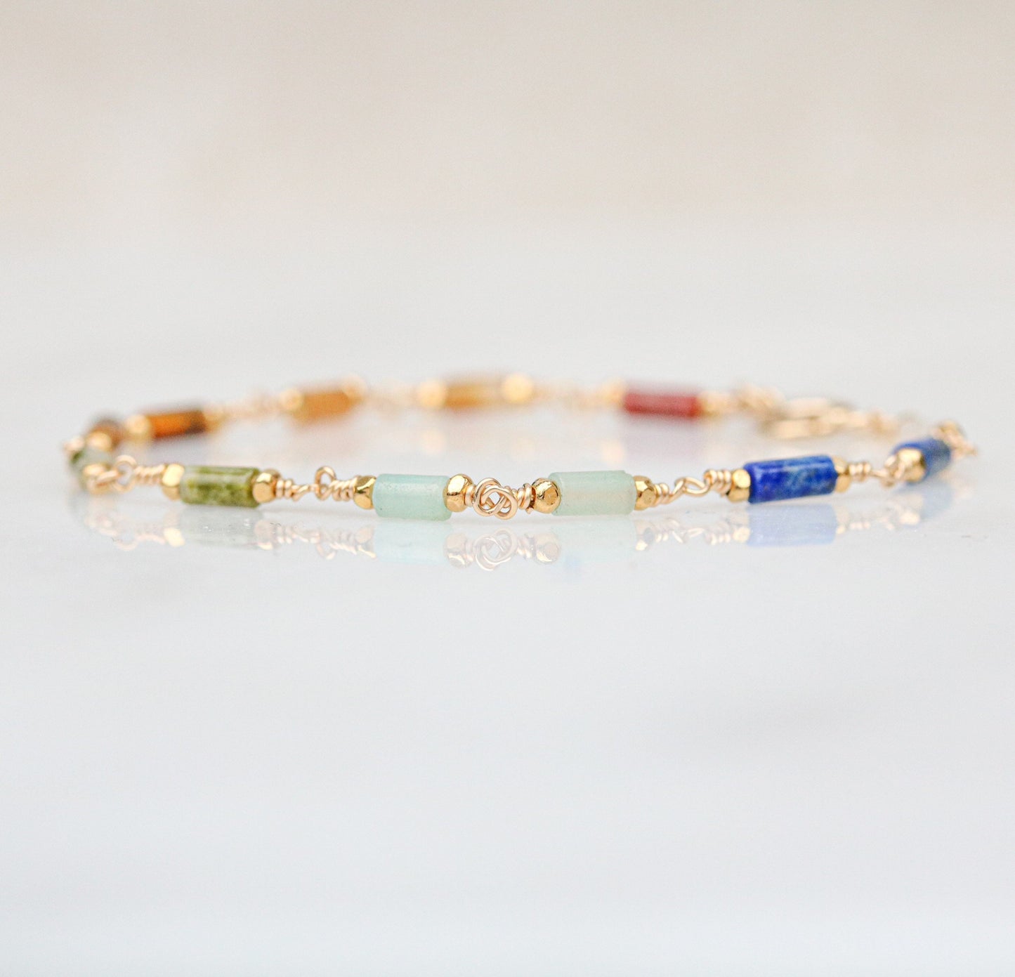 7 Chakra Gemstone Gold Fill Bracelet: Karen Hill Tribe Beads