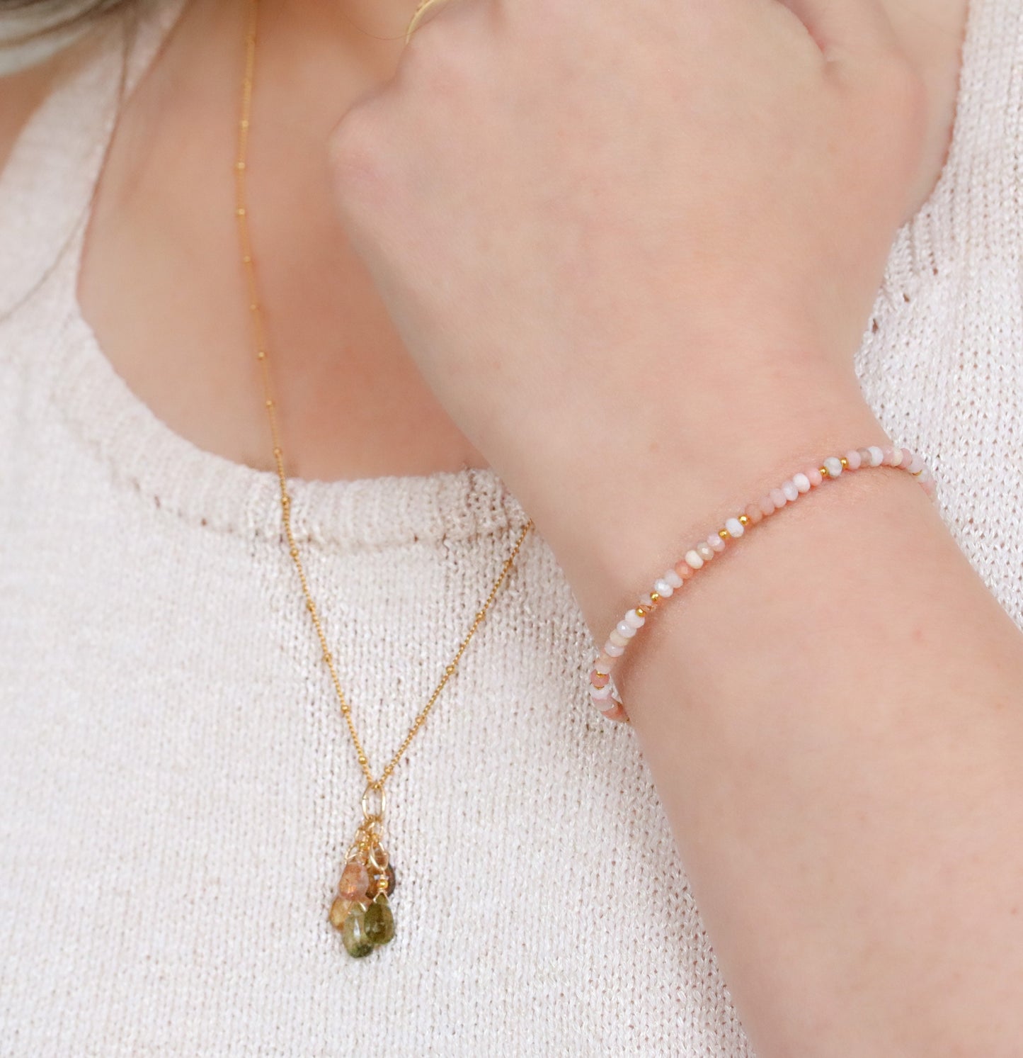 Handmade Faceted Tourmaline Teardrop Necklace: 14k Gold Filled Chain