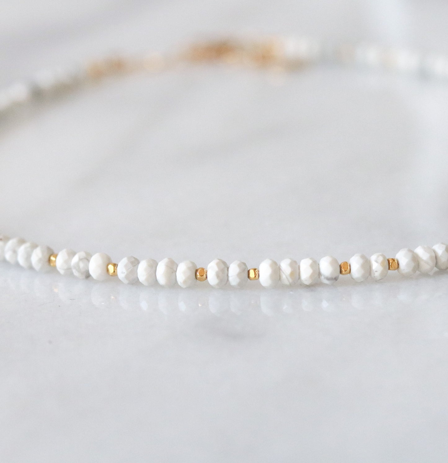 Faceted Howlite Choker: Karen Hill Tribe Gold, Adjustable Necklace