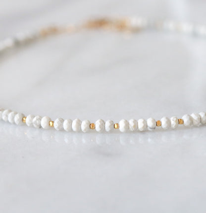 Faceted Howlite Choker: Karen Hill Tribe Gold, Adjustable Necklace