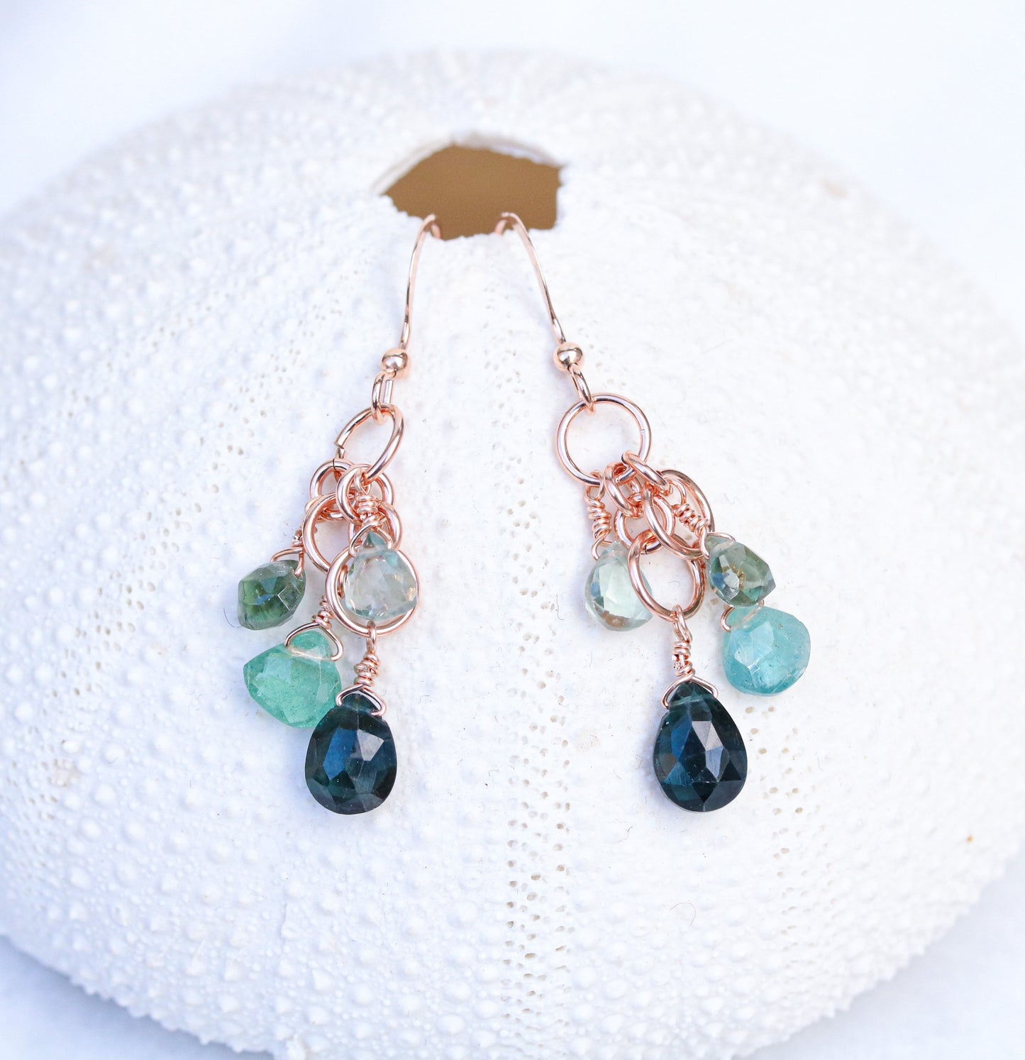 Handmade Rose Gold Filled Tourmaline Teardrop Earrings - October Birthstone