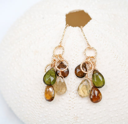Faceted Tourmaline Teardrop Earrings: 14 Carat Gold Fill, October Birthstone