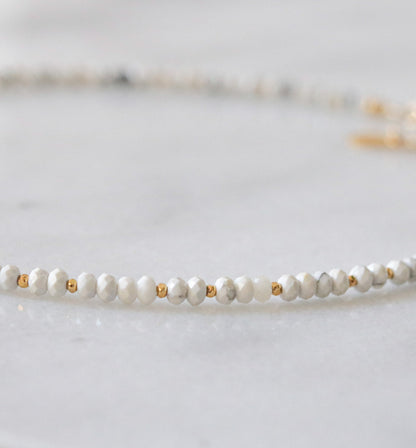 Faceted Howlite Choker: Karen Hill Tribe Gold, Adjustable Necklace