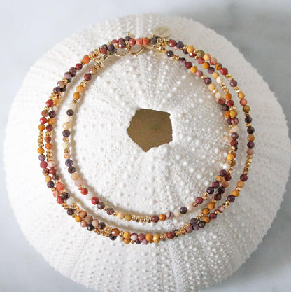 Handmade Mookaite Jasper Wrap Bracelet: Karen Hill Tribe Gold Vermeil