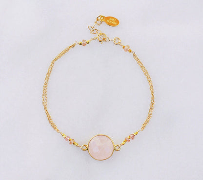 Handmade Rose Quartz Gold Bracelet: Adjustable Gemstone Jewelry