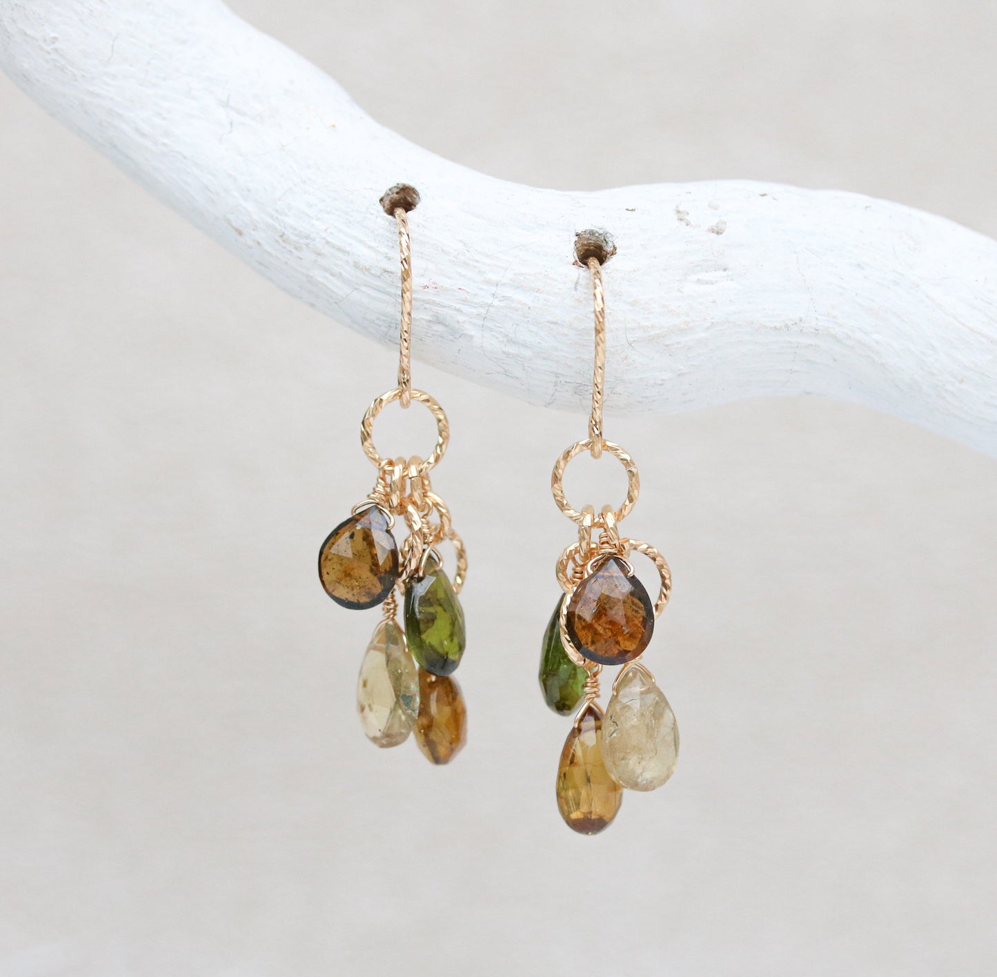 Faceted Tourmaline Teardrop Earrings: 14 Carat Gold Fill, October Birthstone