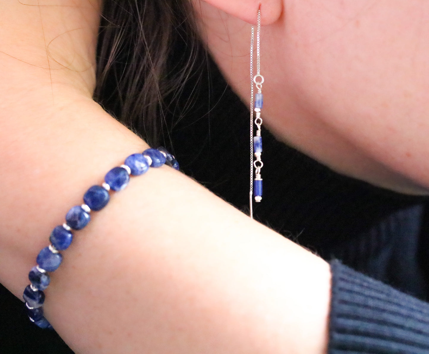 Blue Sodalite Bracelet: Karen Hill Tribe Silver, Faceted Gemstone