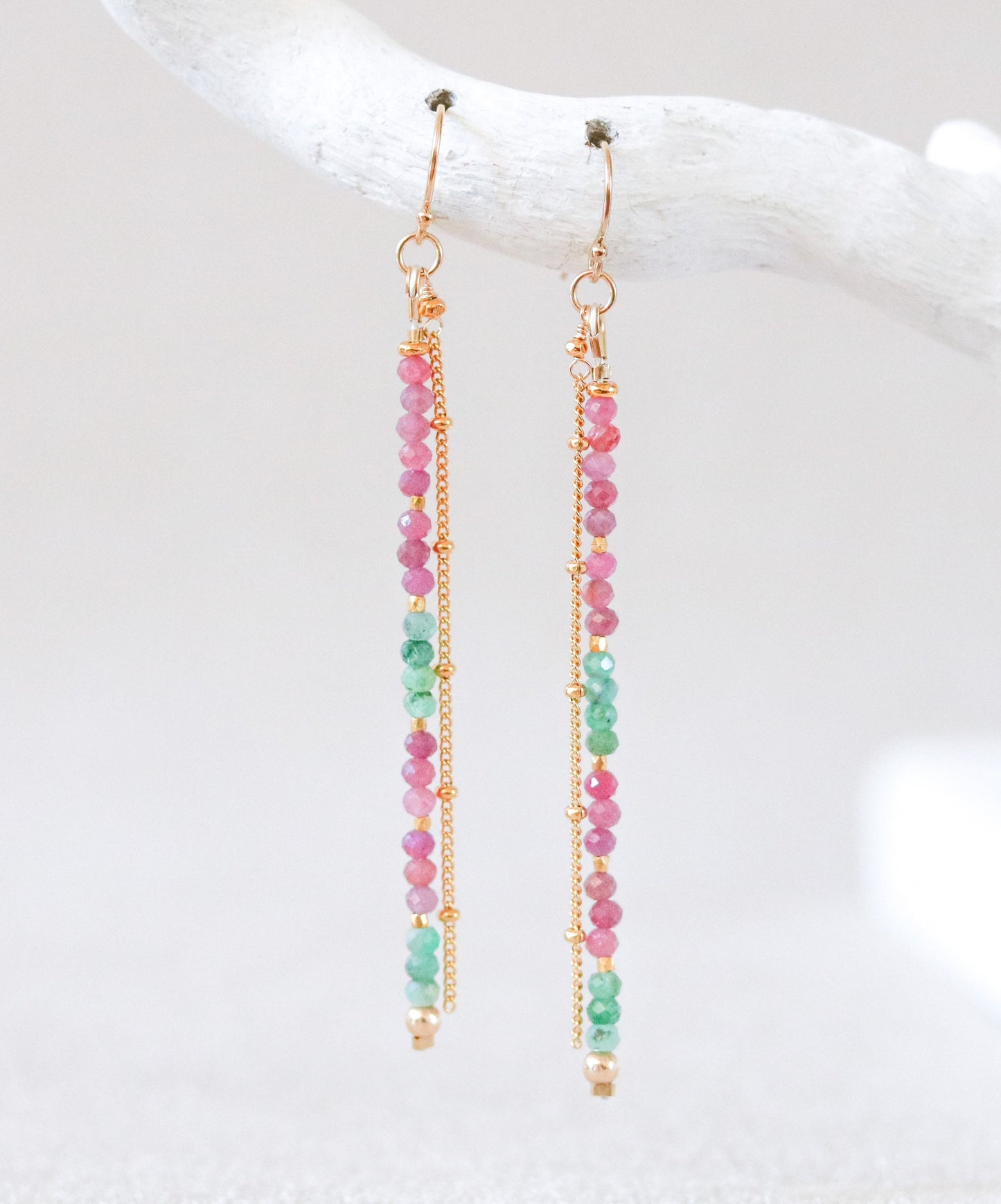 Ruby Emerald Drop Earrings: Gold Vermeil Karen Hill Tribe Beads