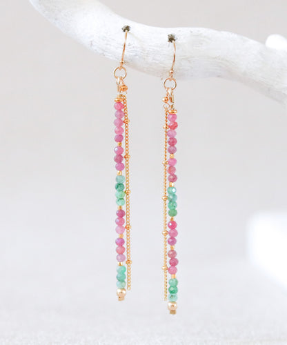 Ruby Emerald Drop Earrings: Gold Vermeil Karen Hill Tribe Beads