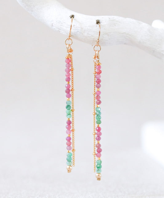 Ruby Emerald Drop Earrings: Gold Vermeil Karen Hill Tribe Beads