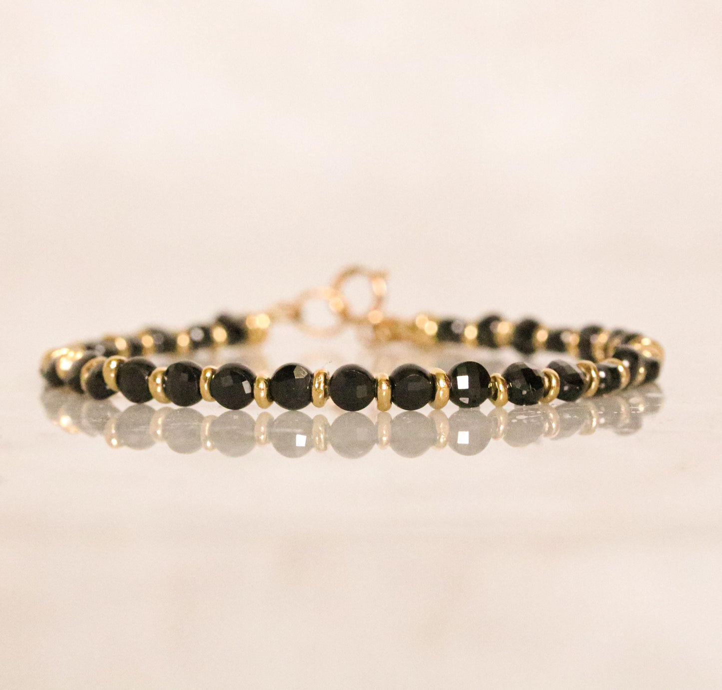 Black Spinel Bracelet: Karen Hill Tribe Gold Vermeil, Gold Fill