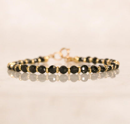 Black Spinel Bracelet: Karen Hill Tribe Gold Vermeil, Gold Fill