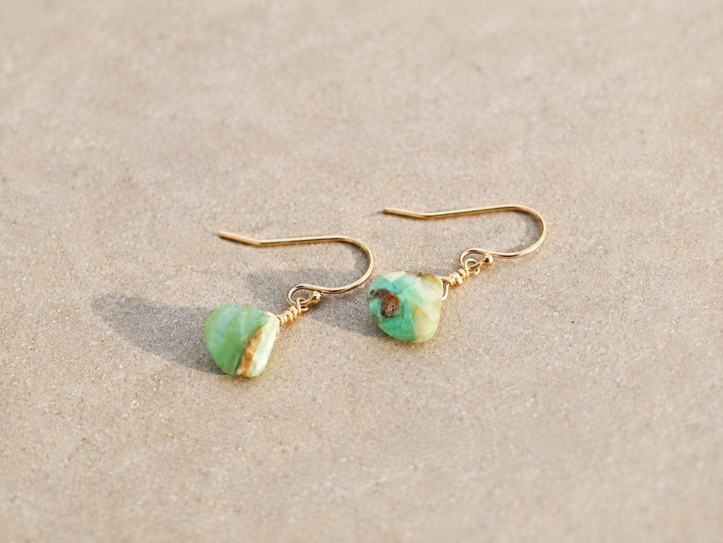 Peruvian Opal Earrings, Gold Filled Drop Earrings, Green Opal Earrings, Natural Gemstone Earrings, Handmade Gift for Her