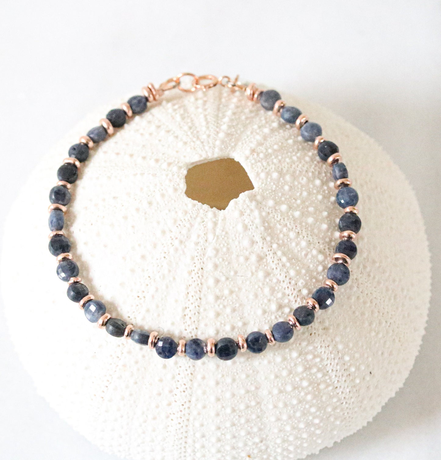 Sapphire Bracelet: Rose Gold Fill, Karen Hill Tribe Silver, September Birthstone