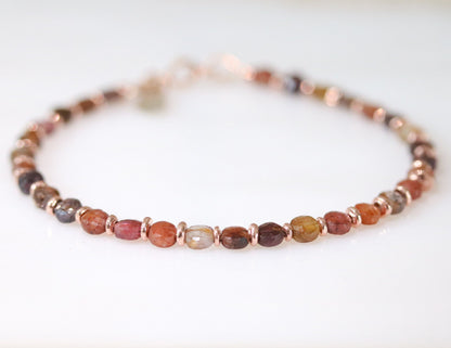 Pink Sapphire Bracelet: Karen Hill Tribe Rose Gold Vermeil, September Birthstone