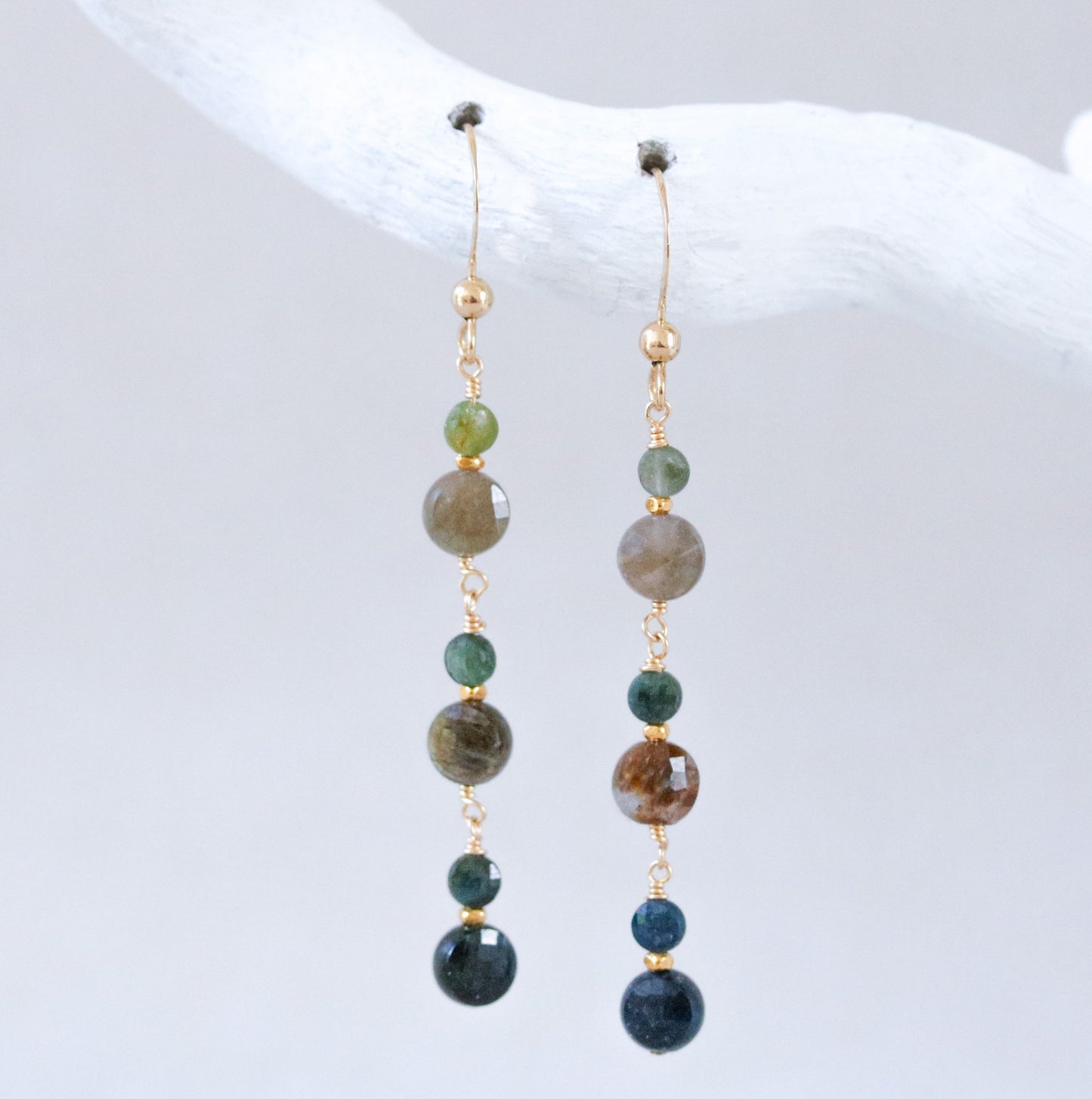 Green Tourmaline Earrings: Gold Vermeil Karen Hill Tribe Beads