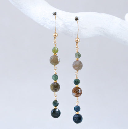 Green Tourmaline Earrings: Gold Vermeil Karen Hill Tribe Beads