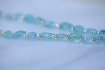 Aquamarine Gemstone Phone Charm: Sterling Silver Accents, Handmade in France