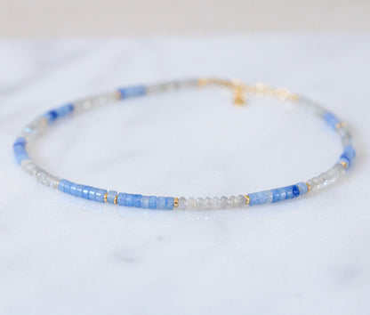 Labradorite and Aventurine Heishi Necklace: Gold Vermeil Surfer Choker