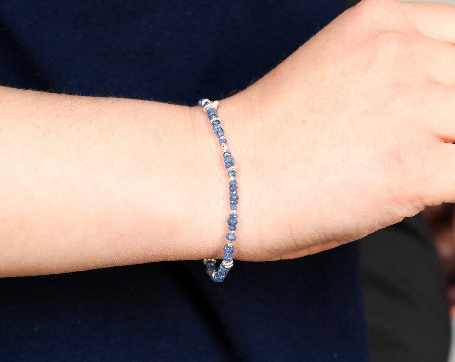 Aquamarine Bracelet: Karen Hill Tribe Silver Nugget Bead, Handmade in Paris