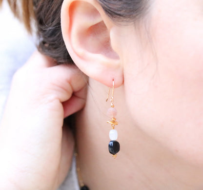 Handmade Black Onyx Gold Necklace: Faceted Cushion Cut Gemstone
