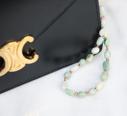 Jade Bag Charm: Karen Hill Tribe Beads, Gold Vermeil Accents