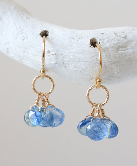Handmade Kyanite Gemstone Gold Filled Hoop Earrings
