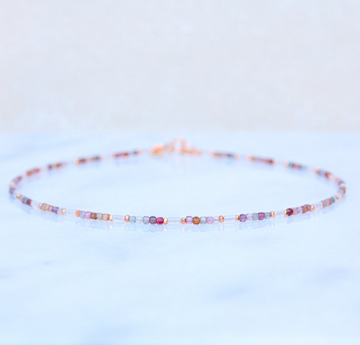 Rose Quartz & Pink Spinel Rose Gold Vermeil Choker Necklace