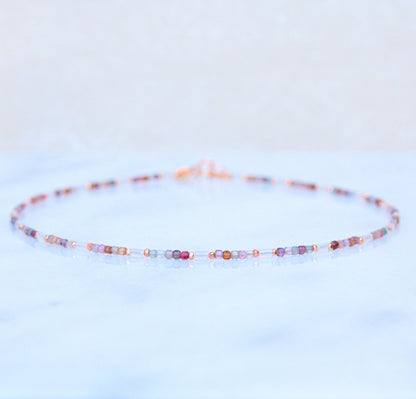 Rose Quartz & Pink Spinel Rose Gold Vermeil Choker Necklace