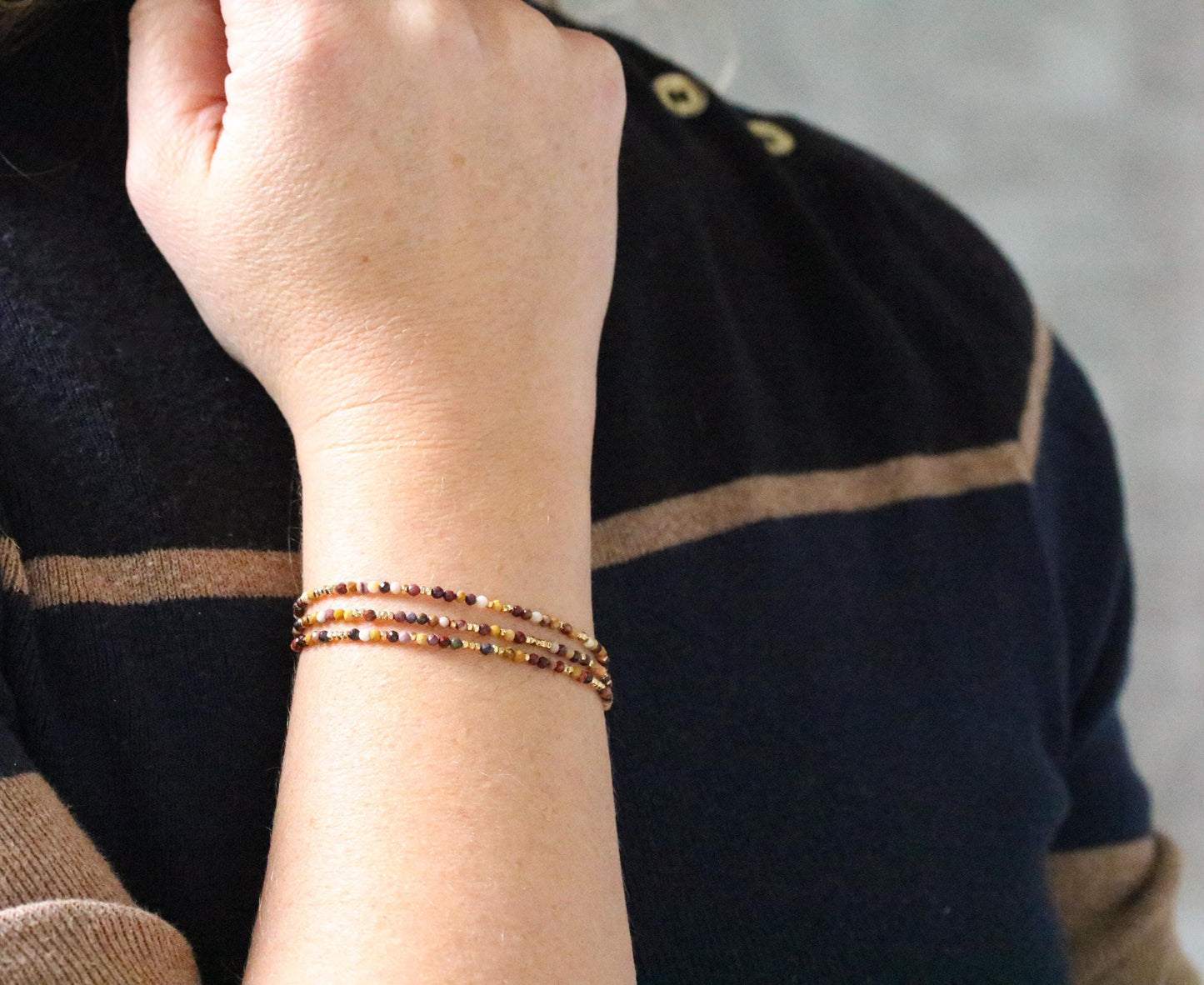 Handmade Mookaite Jasper Wrap Bracelet: Karen Hill Tribe Gold Vermeil