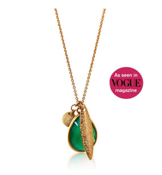 Green Onyx Gold Charm Necklace: Vogue Featured, 14k Gold Filled