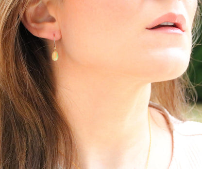 Ethiopian Opal Gold Fill Earrings: Minimalist Gemstone Jewelry