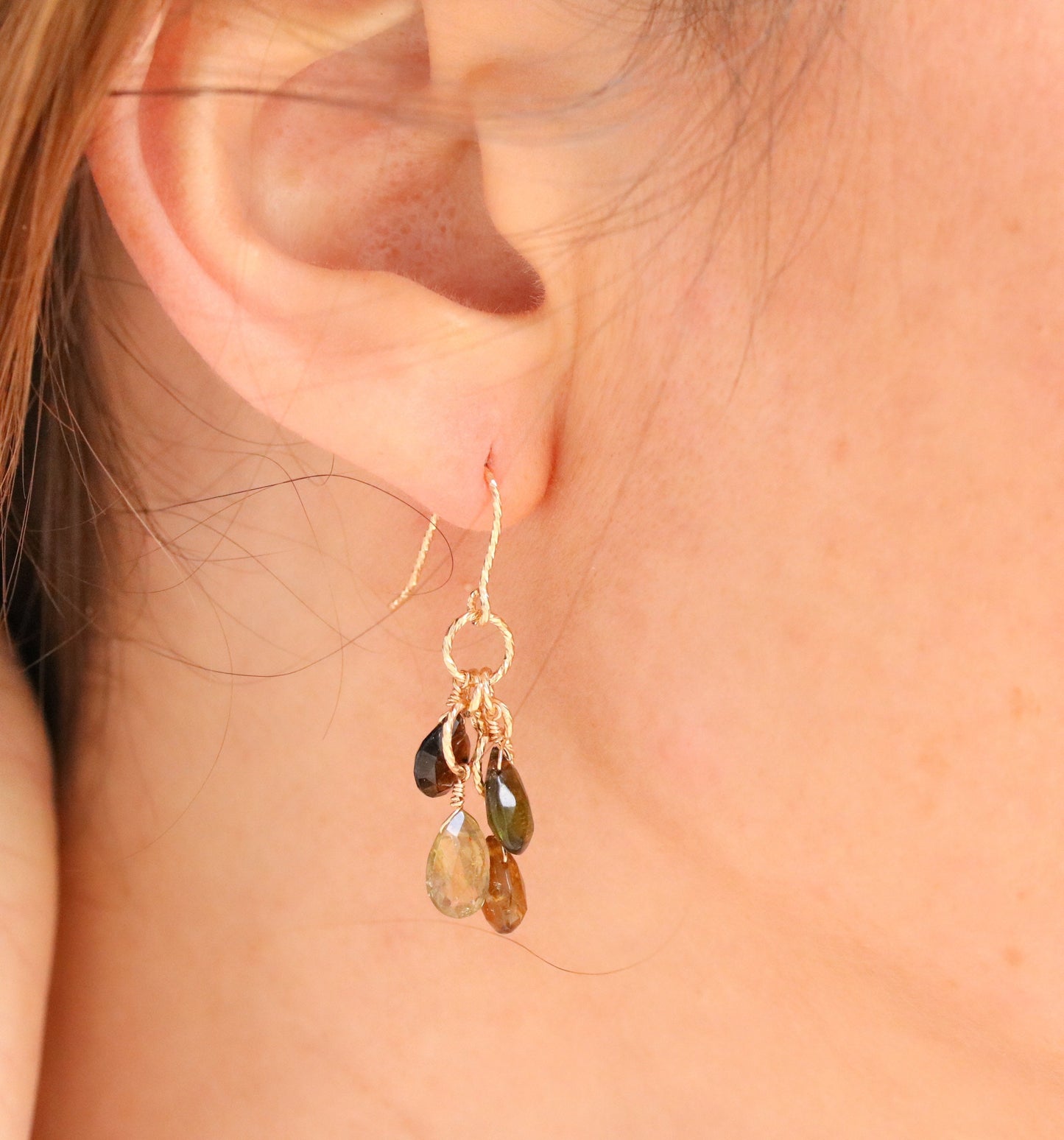 Faceted Tourmaline Teardrop Earrings: 14 Carat Gold Fill, October Birthstone