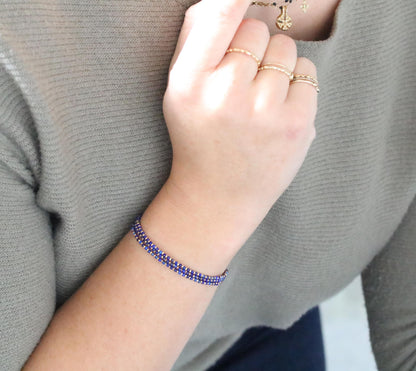 Handmade Lapis Lazuli Wrap Bracelet: Karen Hill Tribe Gold Vermeil